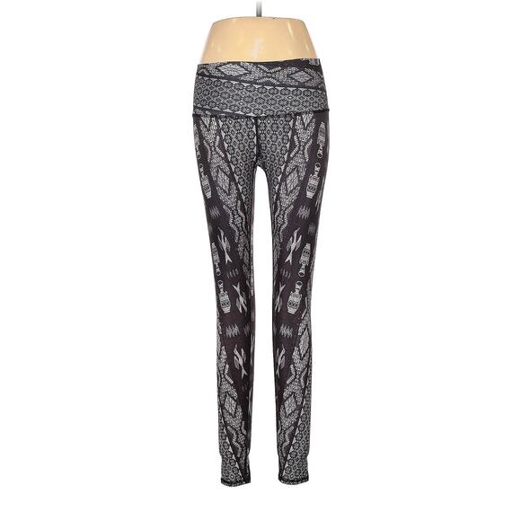 Teeki Leggings Pilates Yoga Gray Diamond Tribe Style Medium Anti Microbial Gym - Picture 5 of 10